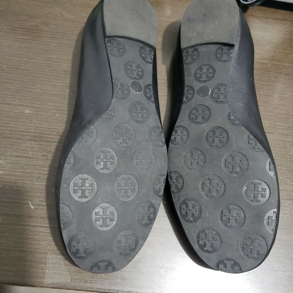 Tory Burch Black Flat Shoes Gold Logo 8M - Picture 12 of 12